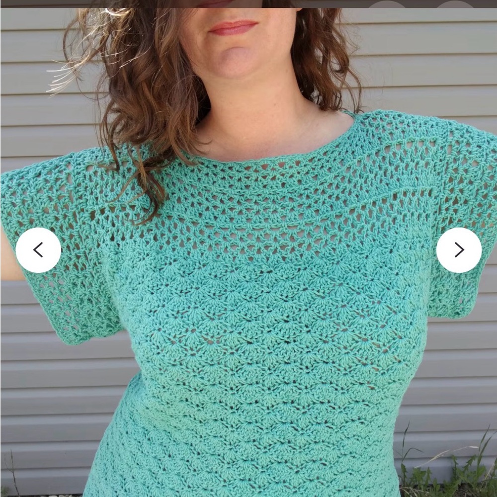 Maurice’s NWT Woman’s Md Aqua Crochet Yoke Short Sleeve Sweater